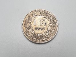 🇨🇭 1 Franc 1887 VF- Silver