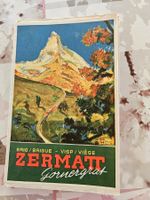 Alte Landkarte Zermatt Gornergrat Brig Visp