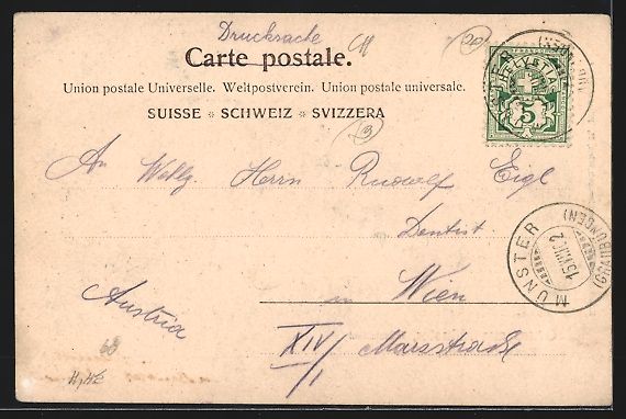 Cartoline postali: Münster /Münsterthal, Teilansicht mit  – Usato da Berlin venduto da bartko-reher 1
