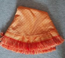Rundes TISCHTUCH - Orange mit Fransen - gebraucht - 160cm Ø