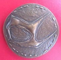 Vintage Bronze Reliefmedaille, Künstler Medaille - D = 42mm