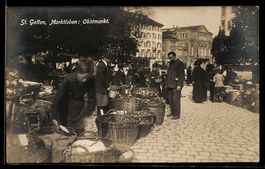 AK St. Gallen, Marktleben, Verkäufer auf dem Obstmarkt