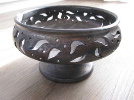 Coupe grès ajouré façon métal vieilli- Steinzeugschale 25x15