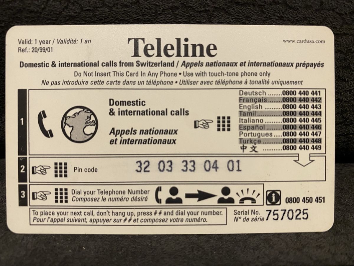 Telefon- & Taxkarten: Teleline – Gebraucht aus Lausanne von babacard10 1