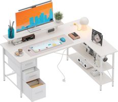 Schreibtisch Eckschreibtisch mit USB Steckdose Weiss