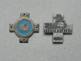 Medaille 2 Sport Abzeichen Brosche Hausen a/A ZH 1947 & 1966