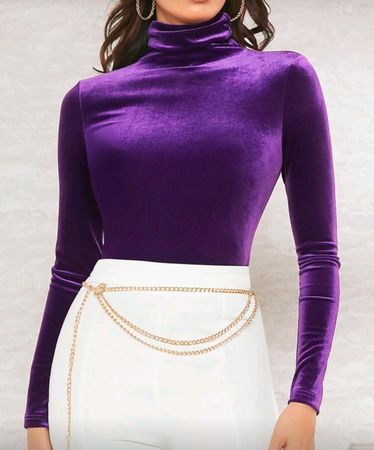 col roulé violet effet velours, taille L