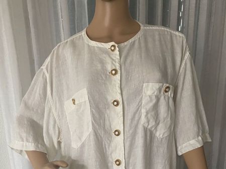 Perfekter Auftritt - einzigartige 100%-Leinen-Bluse, M/L