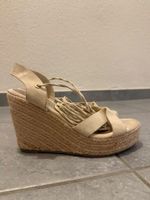 Keilabsatz Sandalen beige Schnürung Grösse 38 gut