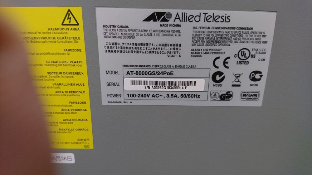 Allied Telesis AT-8000GS/48 Switch Amplifier & Yükselteçler, Güç Kaynağı, Havya