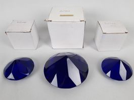 3 blaue Glaskristalle