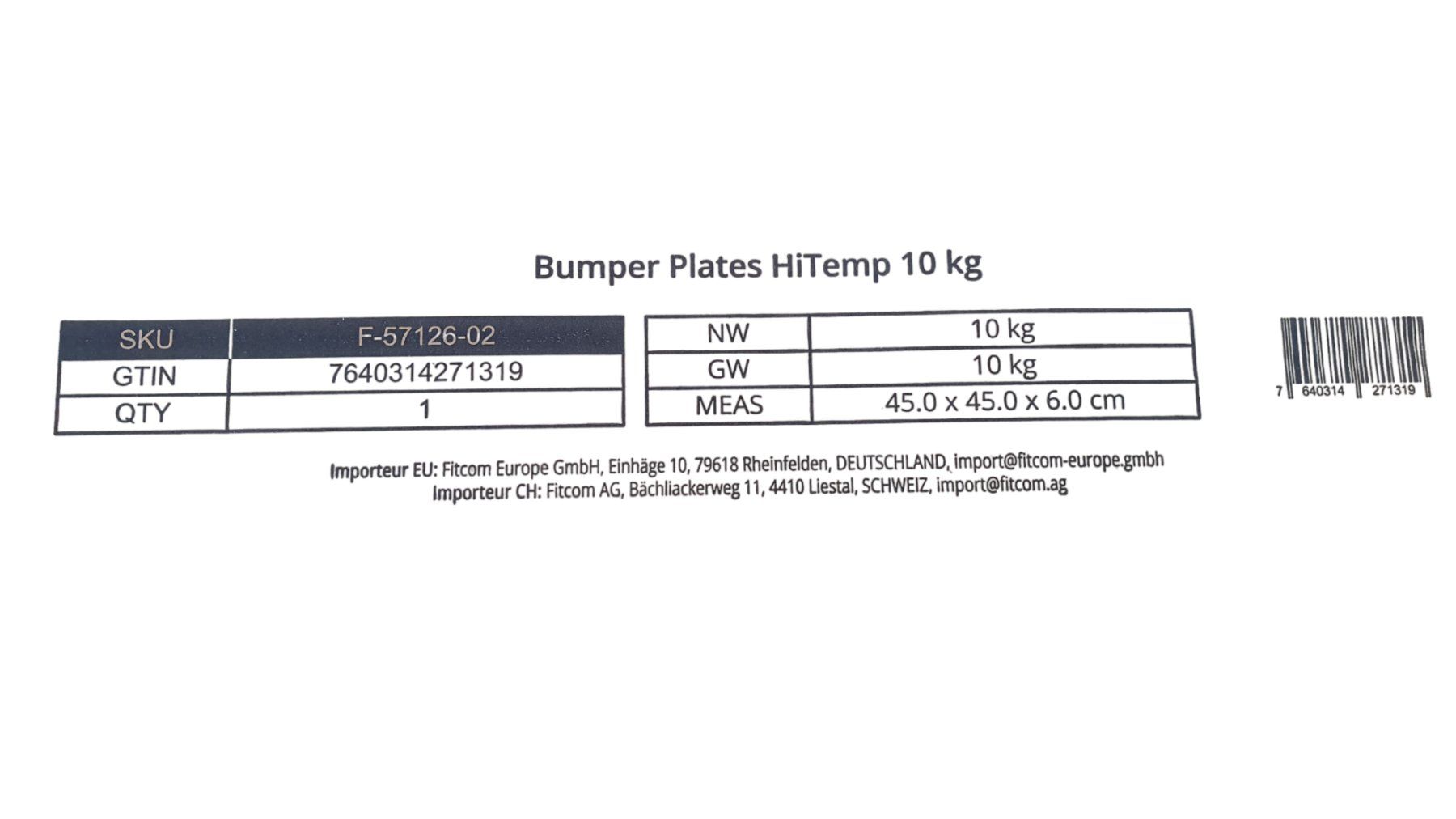 Piatti di portata: FITCOM Hantelscheibe hitemp 2x10kg – Nuovo (secondo la descrizione) da Wangen b. Olten venduto da Restwert_Wangen 4