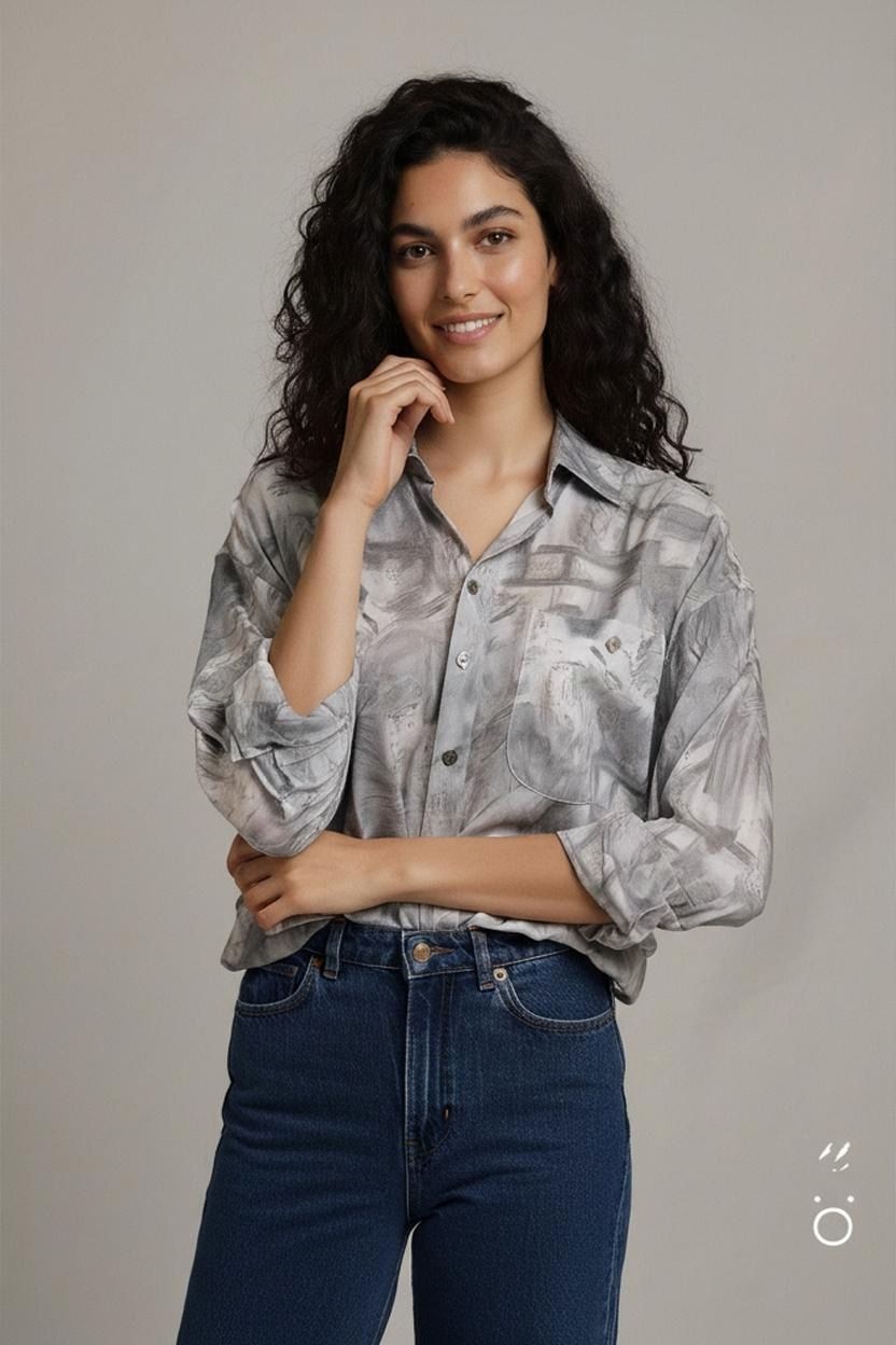 Camicette: C&A Button-Down-Hemd mit abstraktem Muster - Größe XL – Usato da Zug venduto da vinokilo