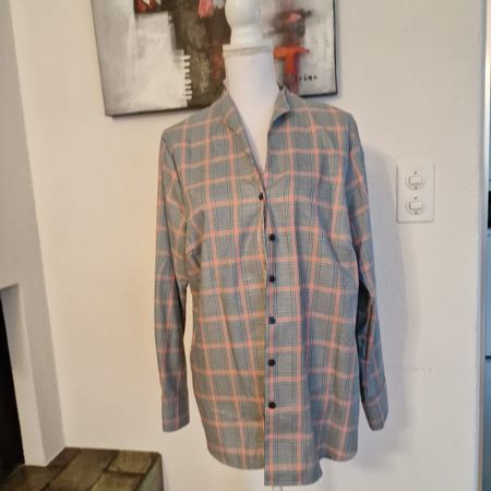 Walbusch Bluse Gr. 42 Extraglatt kariert Top Zustand