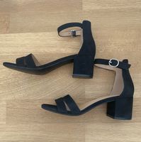 Graceland Damen Sandalen Gr. 38 Schwarz Velours Absatz 6 cm 