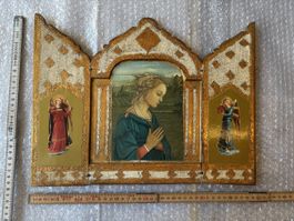 Triptyque ancien décoratif - Icône religieuse avec Vierge 