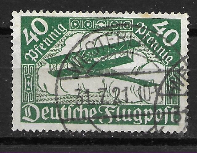 Tutti i francobolli: Deutsches Reich 1919: Flugpost Doppeldecker – Usato da Zürich venduto da Rainstamps