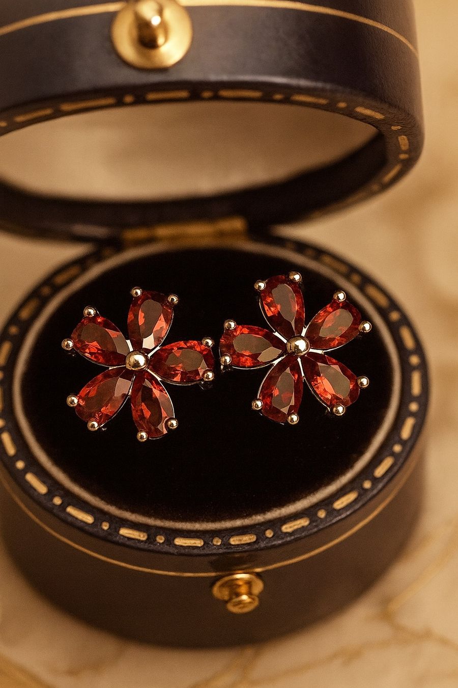 Orecchini pendenti & Orecchini a lobo: Belles boucles d'oreille, grenats en fleurs – Nuovo e nell'imballaggio originale da St-Maurice venduto da Sandrinette123 1