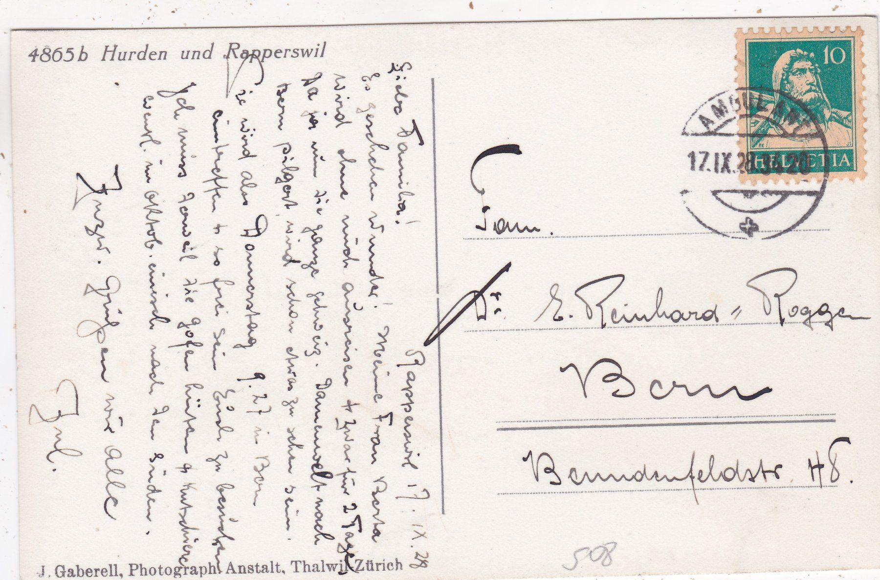 Cartoline postali: Hurden und Rapperswil 1928 – Usato da Herisau venduto da Lisegrat2008 1