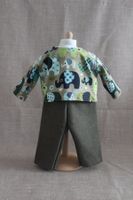 Puppenkleider Shirt/Hose olive Jeans