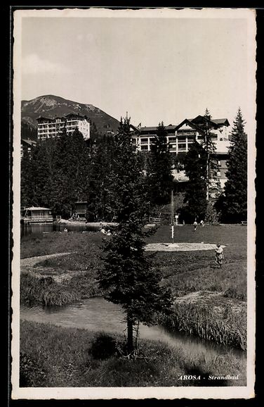 Cartoline postali: AK Arosa, Strandbad – Usato da Berlin venduto da bartko-reher