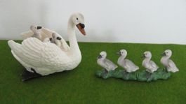 Schwan mit Küken Deko Figuren Set 🦢 Frühling / Sommer