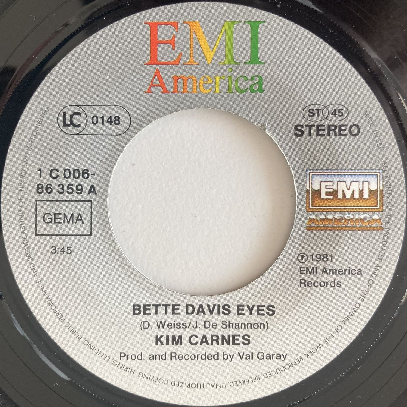 Schallplatten: KIM CARNES - BETTE DAVIS EYES – Gebraucht aus Bottens von hotter-than-hell 2