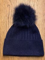 LHOTSE Enelye Bonnet bleu lurex pompon fourrure