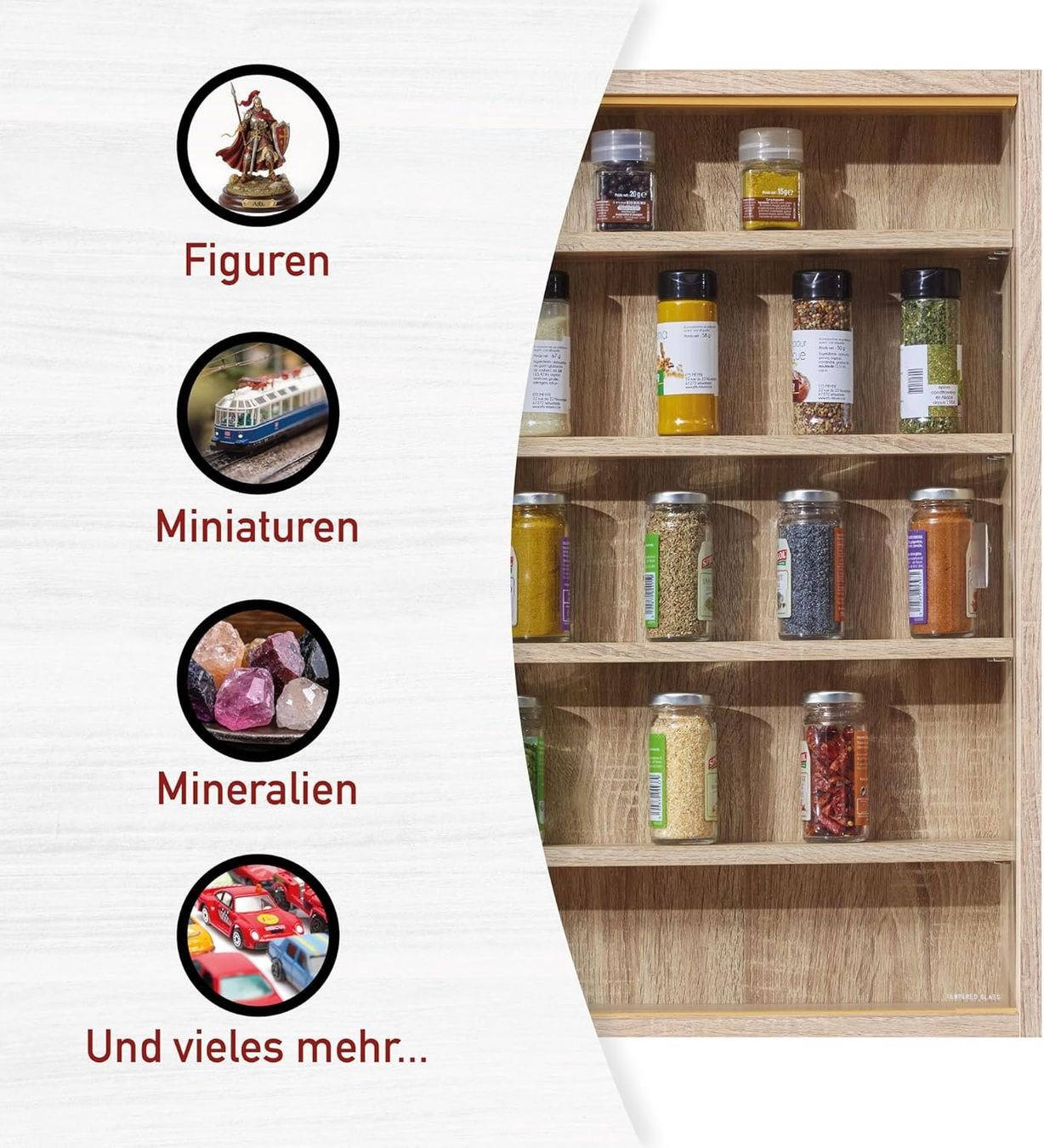 Vetrine: Sammlervitrine, Hängevitrine, Wandregal, Glasvitrine - Eiche – Nuovo e nell'imballaggio originale da Fislisbach venduto da IboTrade 3