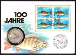 Silber-Numisbrief, 100 Jahre Fischereiverb. Franco Annoni