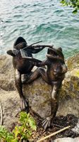 2 musizierende Frösche aus Bronze