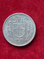 5 Francs 1931 Bern - 10* über Kopf - Sehr Schön / Très Beau