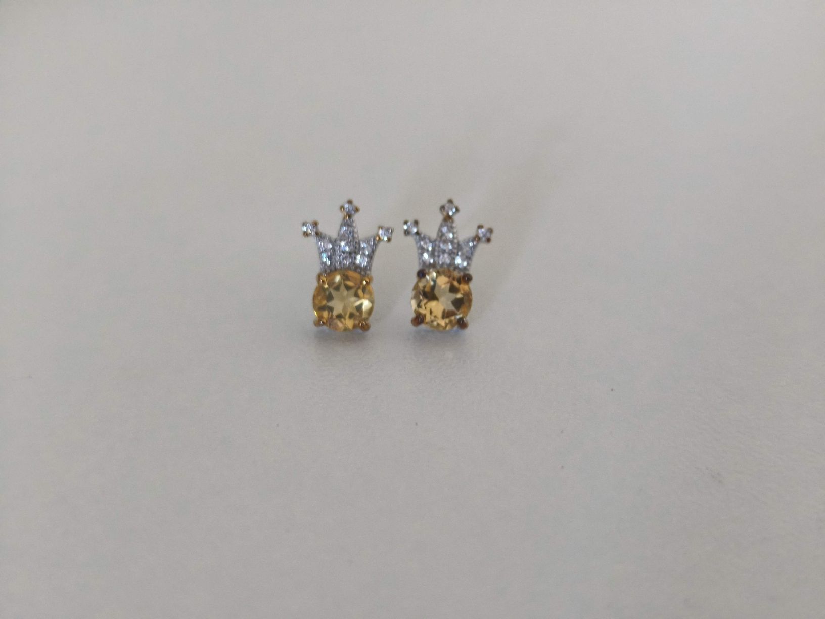 Boucles d'oreille: Ohrstecker Krone echte Citrin 925 Silber – Neuf (Voir description) à St. Gallen par GIULESGG 3