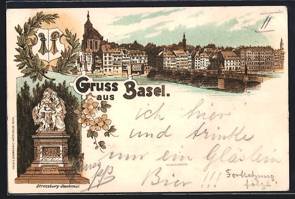 Ansichtskarten: Litho Basel, Teilansicht, Strassburg-Den – Gebraucht aus Berlin von bartko-reher