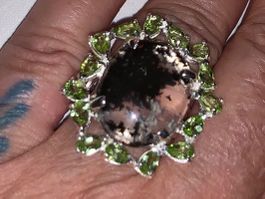💲Moss Agate & Peridot SS925 Ring Rare Exquisite Gemstone💲