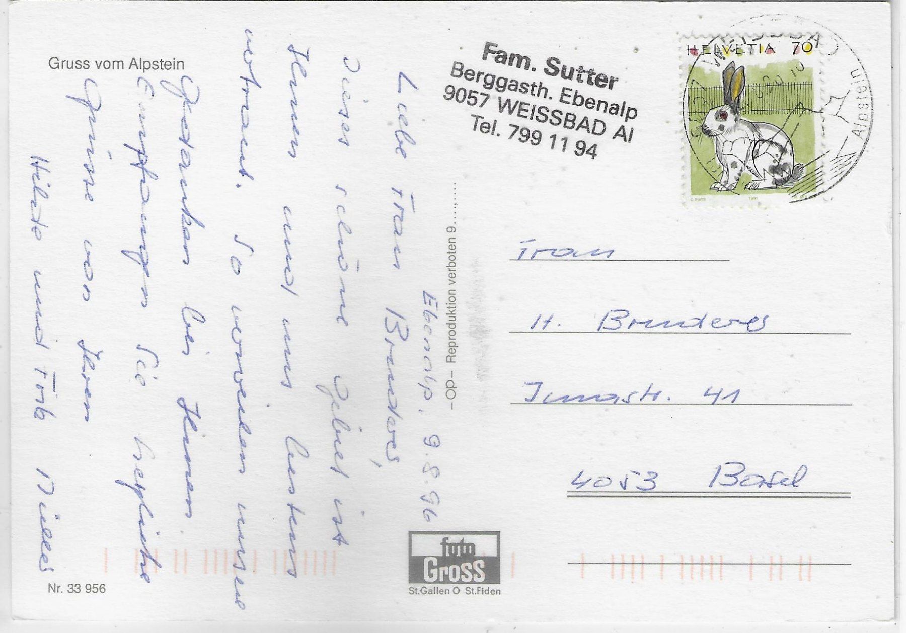 Cartoline postali: Gruss von Alpstein - Bahn - Luftseilbahn – Usato da Ettingen venduto da Kartenplanet 1