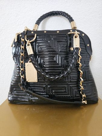Gianni Versace Handtasche Lackleder schwarz Goldkette Nie...