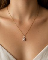 Handgefertigte Kette Edelstahl vergoldet Zirkonia wasserfest