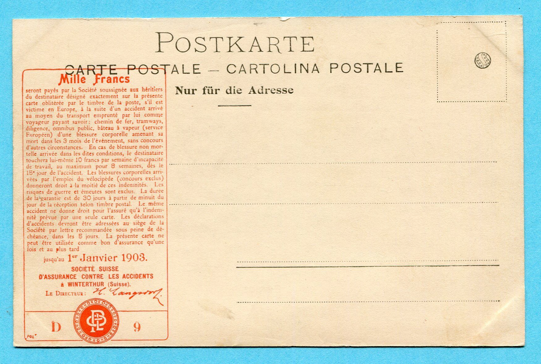 Cartoline postali: Séracs - Werbung Rückseite Unfall Versicherung Winterthur – Nuovo (secondo la descrizione) da Opfikon venduto da Prophila 1