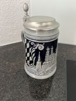 Bierkrug mit Zinndeckel, Bayern-Motiv, Vintage Look!
