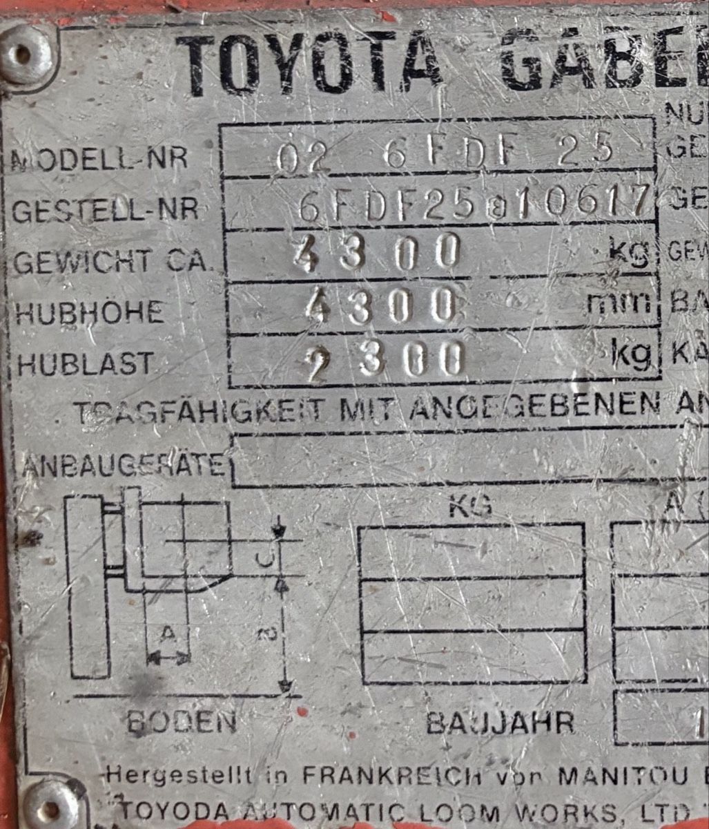 Toyota Carrelli elevatori e a forche: TOYOTA; Gabelstapler 2.5t. JG. 1995 – Usato da Gerlafingen venduto da Claudia24 6
