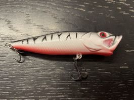 Popper topwater angeln köder weiss lachs schwarz 13g 9cm