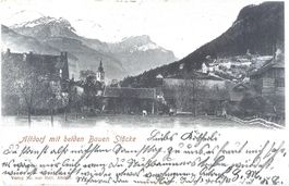 Altdorf m. beid. Bauen Stöcke, Rs.: Vignette TELLSPIELE 1901