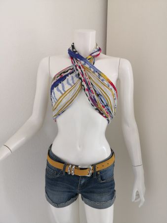 🤩MANGO STOFF TOP-GÜRTEL FARBIG & PERLEN NEU & MISSONI P.