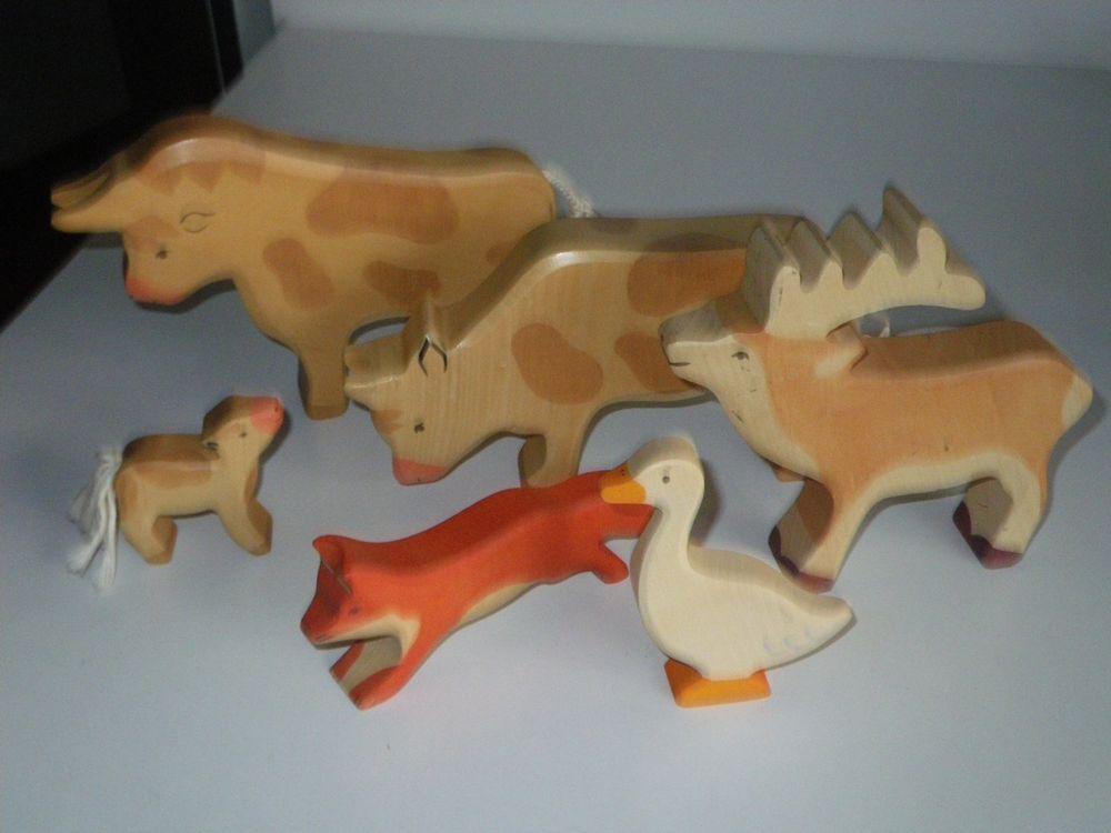 Holztiger Möwe – Handbemalte Holzfigur Aus Massivholz, Perfekt Zum Spielen & Dekorieren
