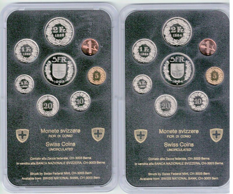 Alle Münzen: 2 Münzsätze 1994 + 1995 stgl. – Neu und originalverpackt aus Bonstetten von Pinguin75