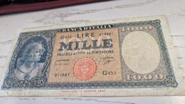1000 Lire BANCA D'ITALIA 14 August 1947 banknote