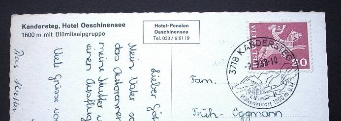 Ansichtskarten: KANDERSTEG Hotel Oeschinensee, Kuh – Gebraucht aus Jona von philajona 1