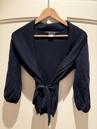 BCBG MaxAzria Navy Blue XS Knit Wrap Sweater Dress