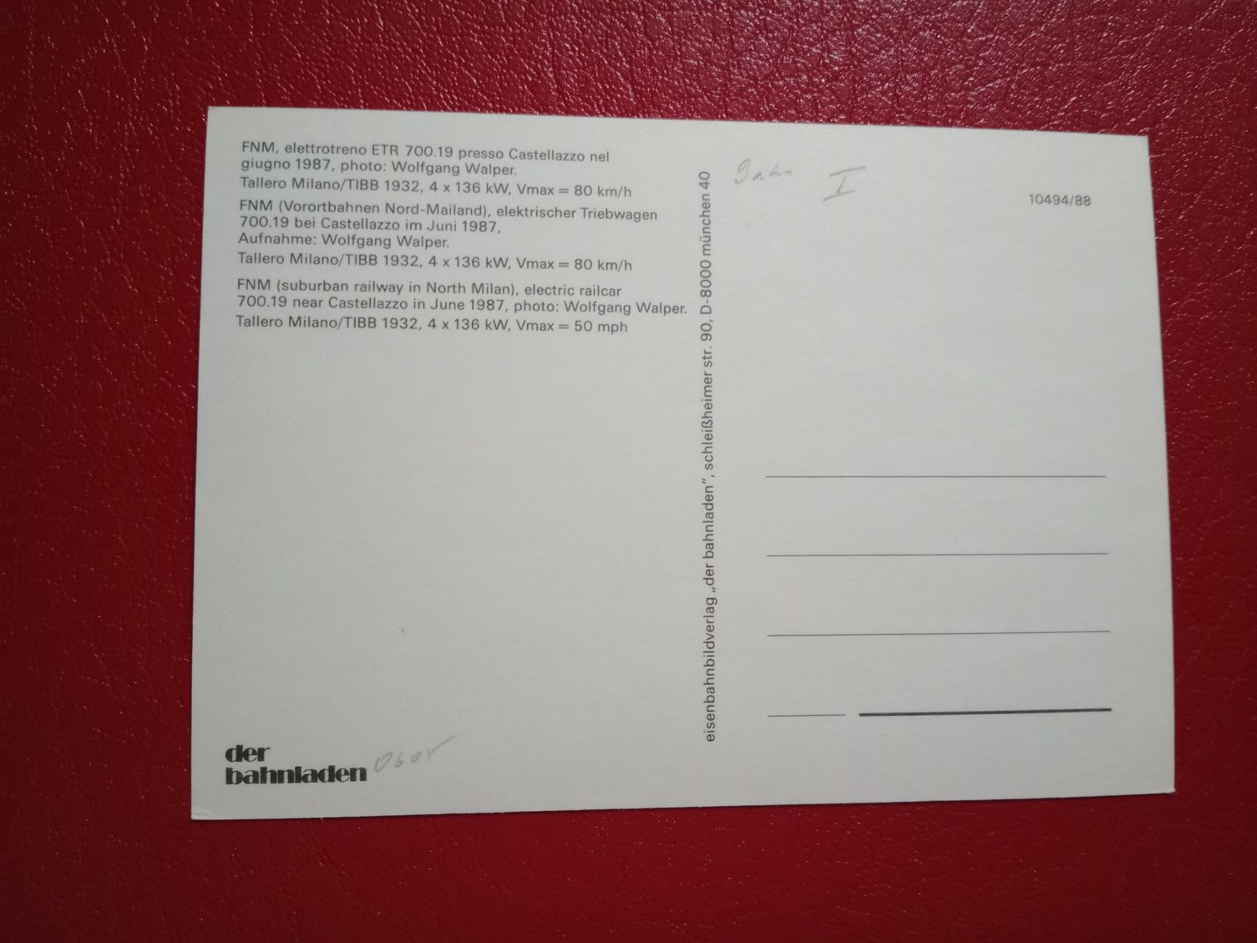 Cartoline postali: AK Bahn Italien Elektrozug – Usato da Küttigen venduto da Melisch1000 1